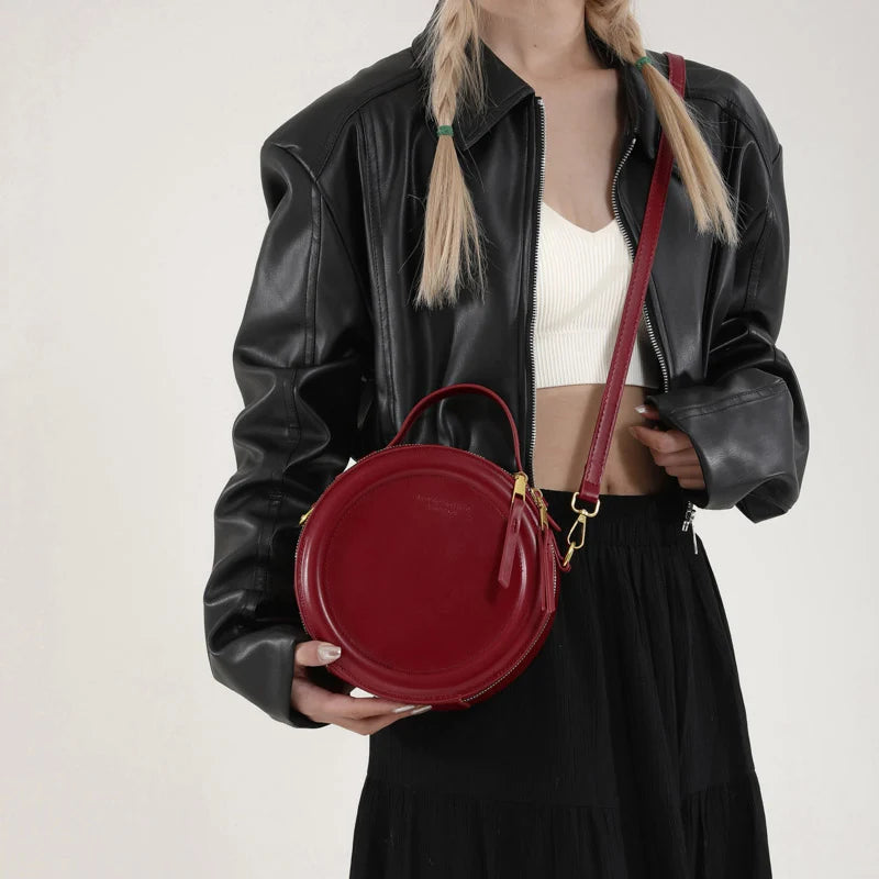 Luxury Designer Polyester High Quality Round Leather Crossbody Shoulder Bags Mssza