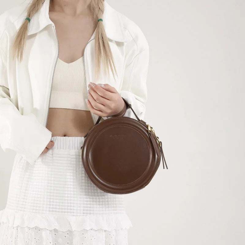 Luxury Designer Polyester High Quality Round Leather Crossbody Shoulder Bags Mssza