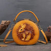 Luxury Designer Rabbit Retro Round Genuine Leather Embossed Shoulder Messenger Handbags Mssza