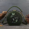 Luxury Designer Rabbit Retro Round Genuine Leather Embossed Shoulder Messenger Handbags Mssza