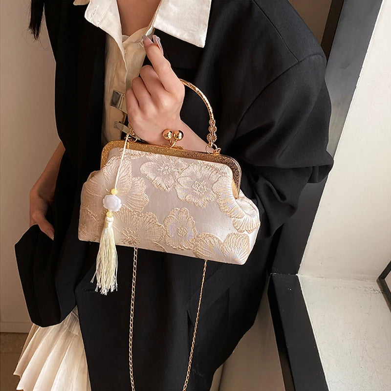 Luxury Designer Retro Small Square Embroidered Shoulder Clutch Crossbody Bags Mssza