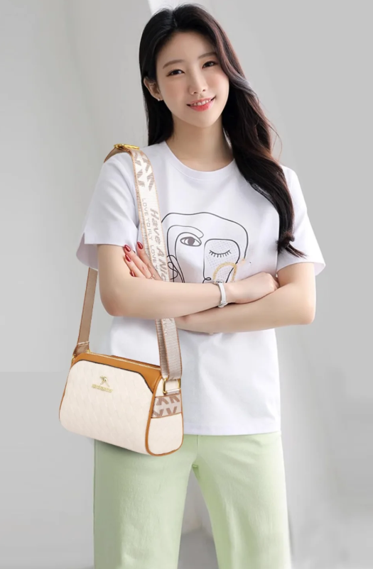 Luxury Designer Soft Pu Leather 3 Layers Sac Shoulder Purses Handbag Mssza