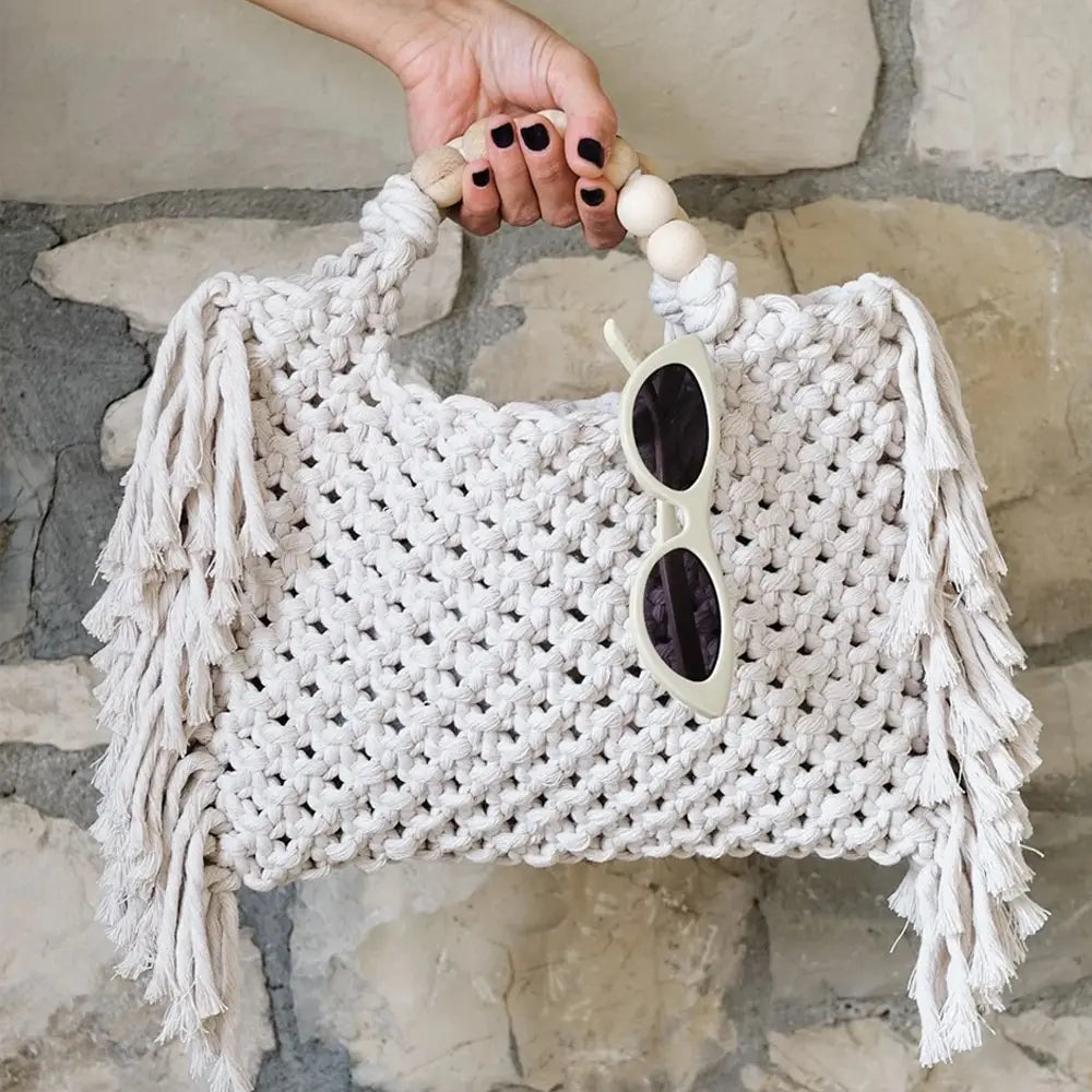 Luxury Designer Tote Bags Large Capacity Knitting Tassel Beading Decorate Handbag Mssza
