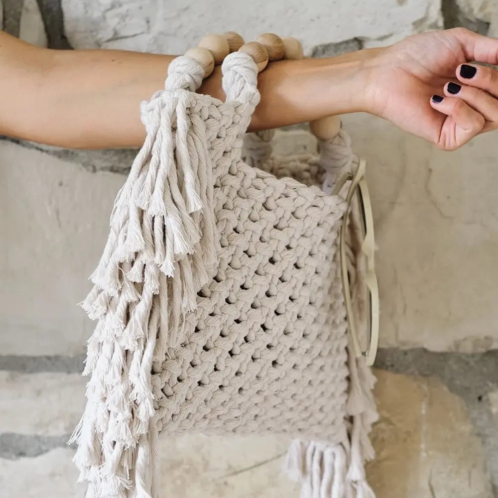 Luxury Designer Tote Bags Large Capacity Knitting Tassel Beading Decorate Handbag Mssza