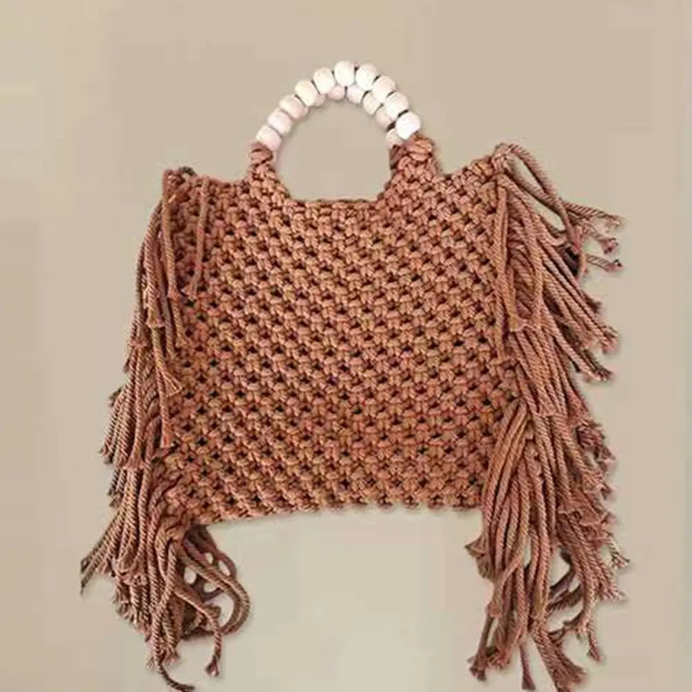 Luxury Designer Tote Bags Large Capacity Knitting Tassel Beading Decorate Handbag Mssza
