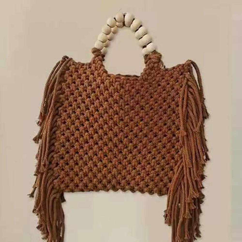Luxury Designer Tote Bags Large Capacity Knitting Tassel Beading Decorate Handbag Mssza