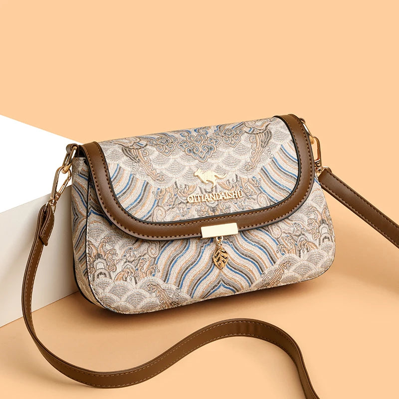 Luxury Designer Trend Embroidered High Quality Soft Leather Shoulder Crossbody Bags Mssza