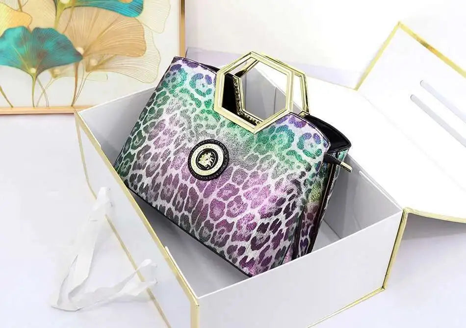 Luxury Designer Various Leopard Printed Patterns Top Handle Crossbody Shoulder Bag Mssza