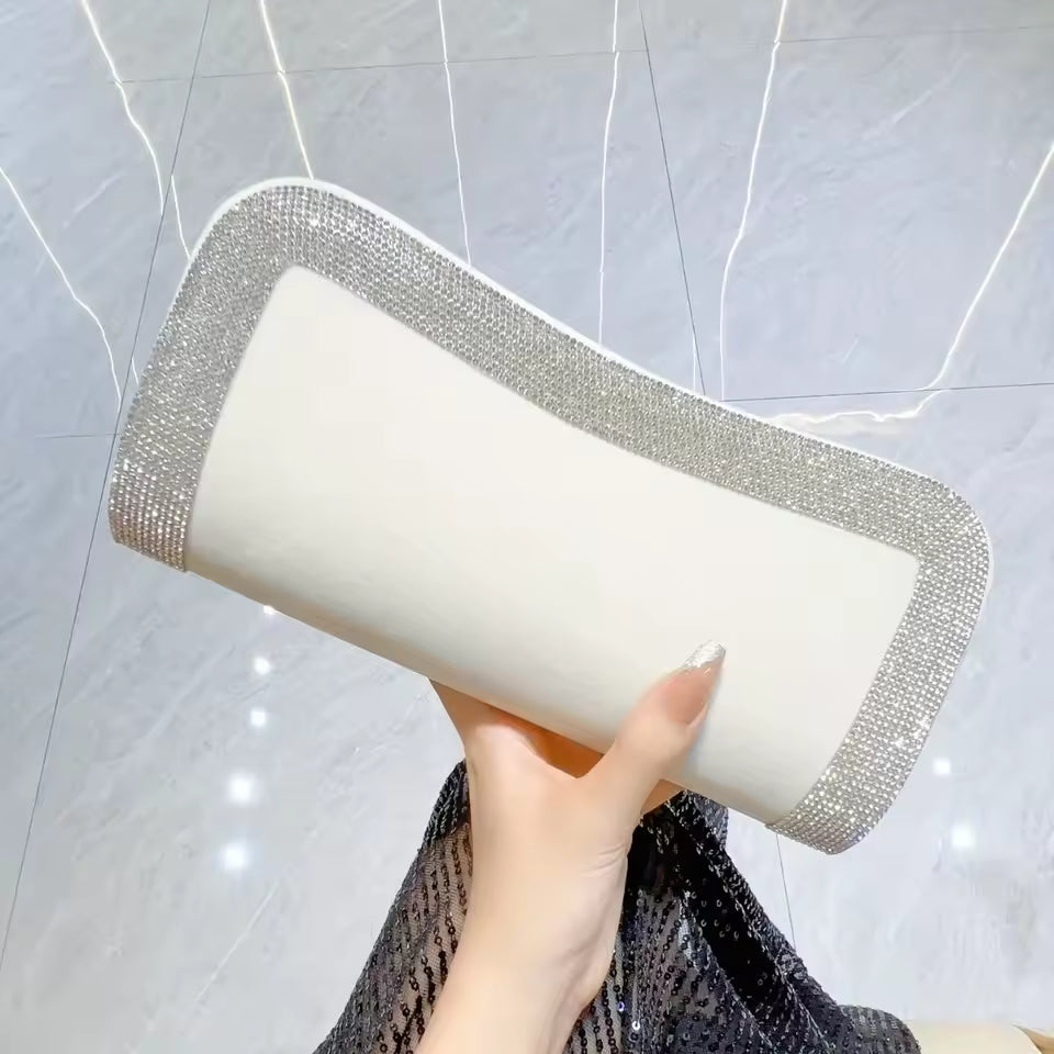 Luxury Diamond Studded Light Dinner with Detachable Shoulder Strap Crossbody Party Bag Mssza