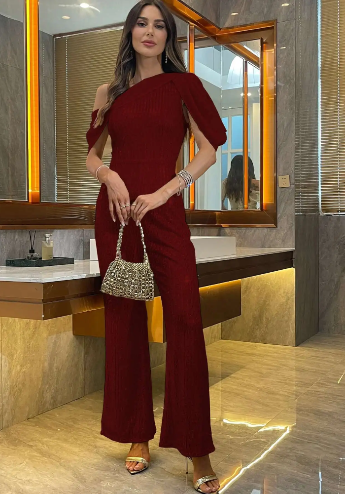 Luxury Elegant Backless  One-Shoulder Pants One Pieces Romper Jumpsuit Mssza