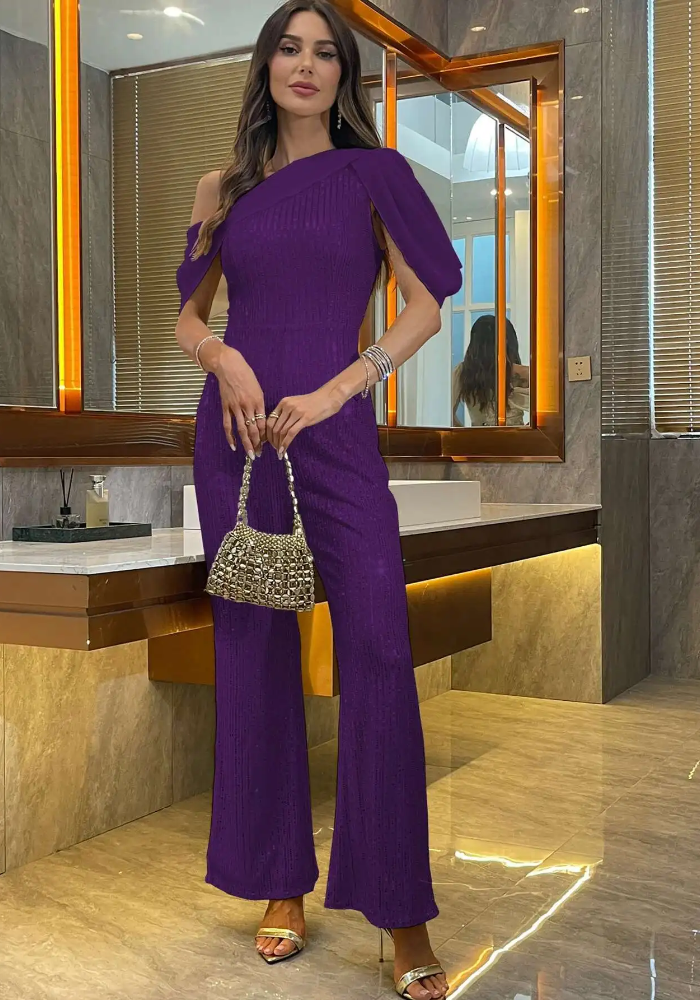 Luxury Elegant Backless  One-Shoulder Pants One Pieces Romper Jumpsuit Mssza