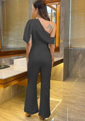 Luxury Elegant Backless  One-Shoulder Pants One Pieces Romper Jumpsuit Mssza