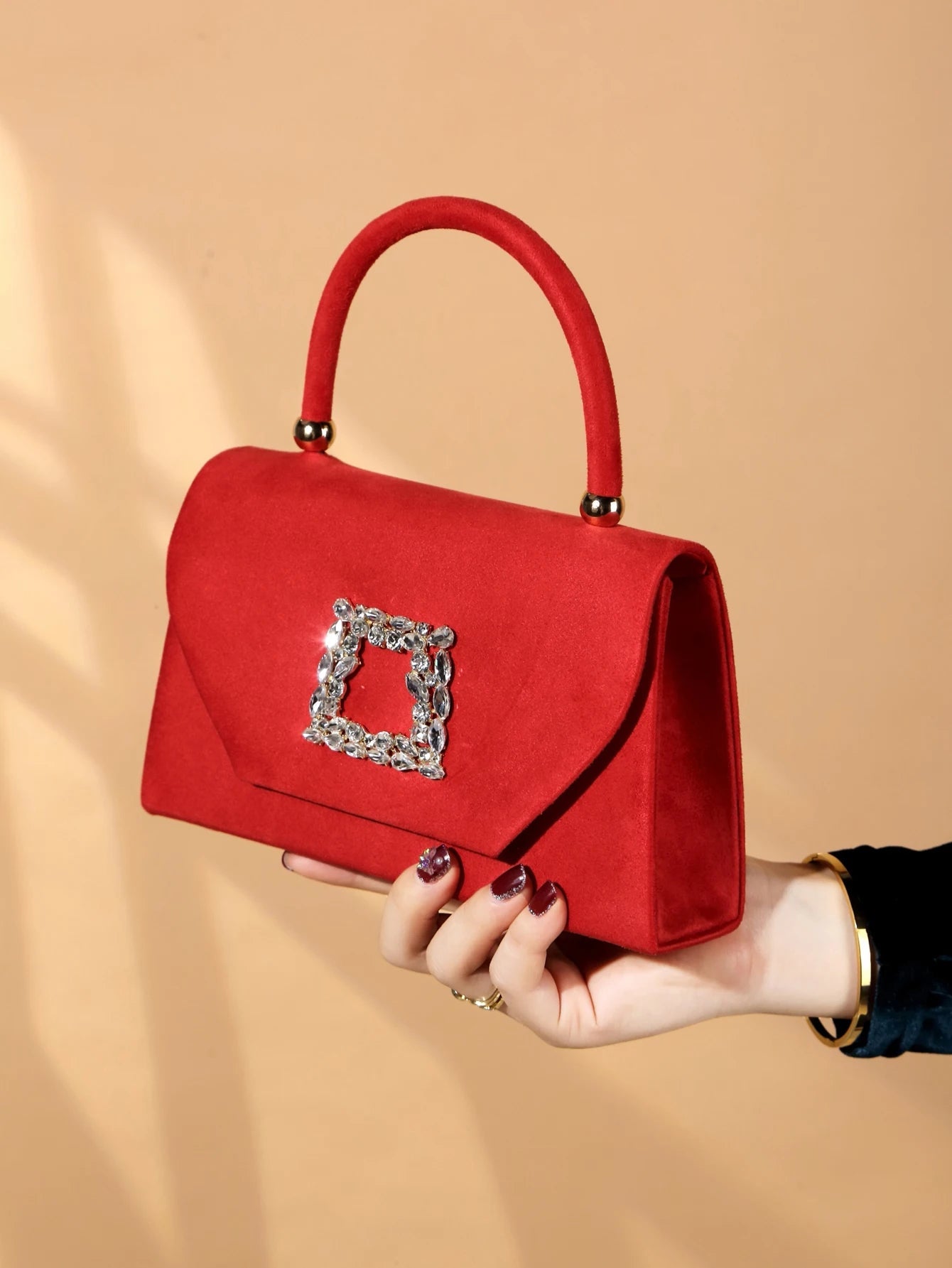 Luxury Exquisite Glitter Bling Shiny Glamorous Sparkling Velvet Evening Clutch Bag Mssza