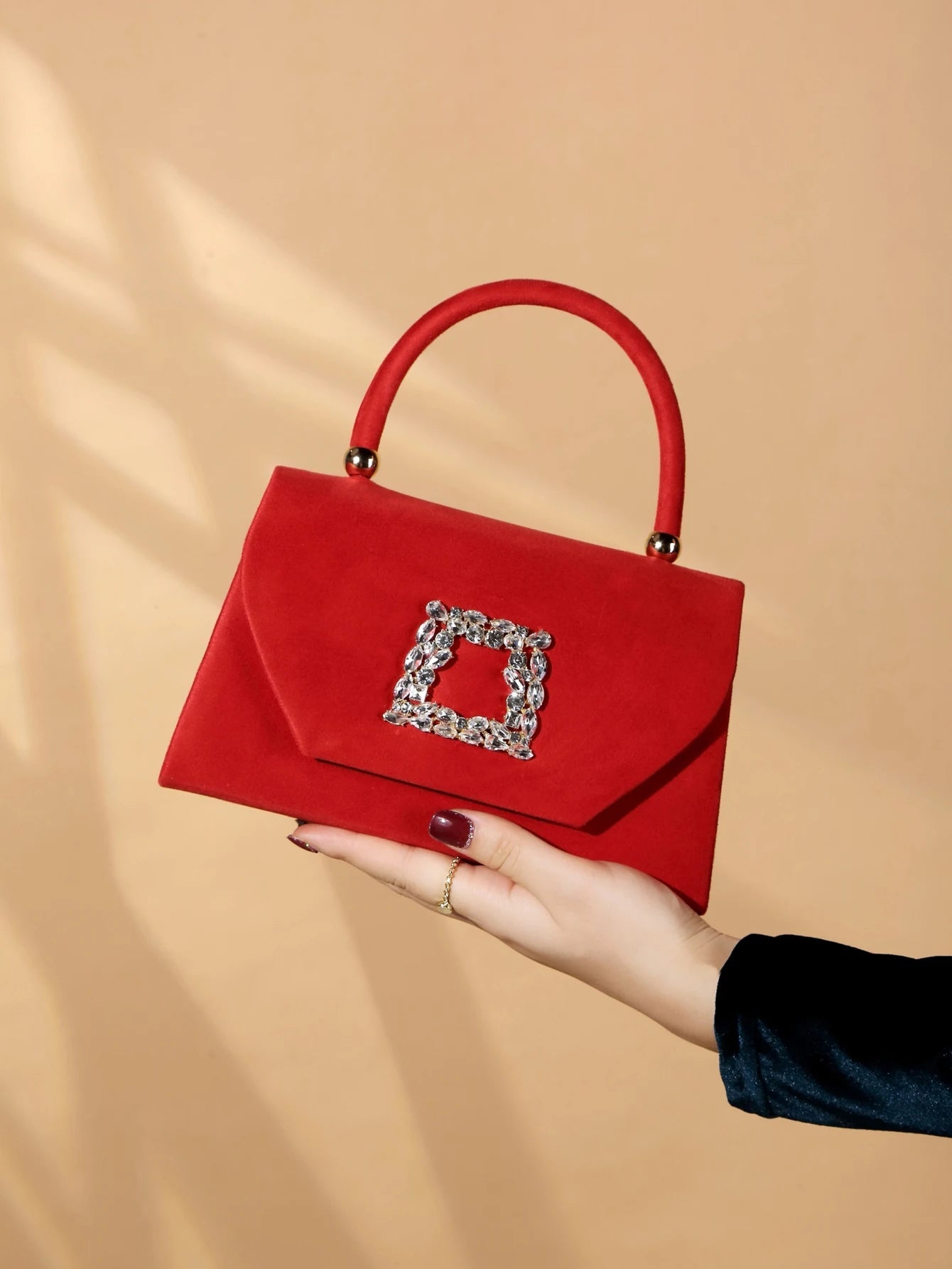 Luxury Exquisite Glitter Bling Shiny Glamorous Sparkling Velvet Evening Clutch Bag Mssza