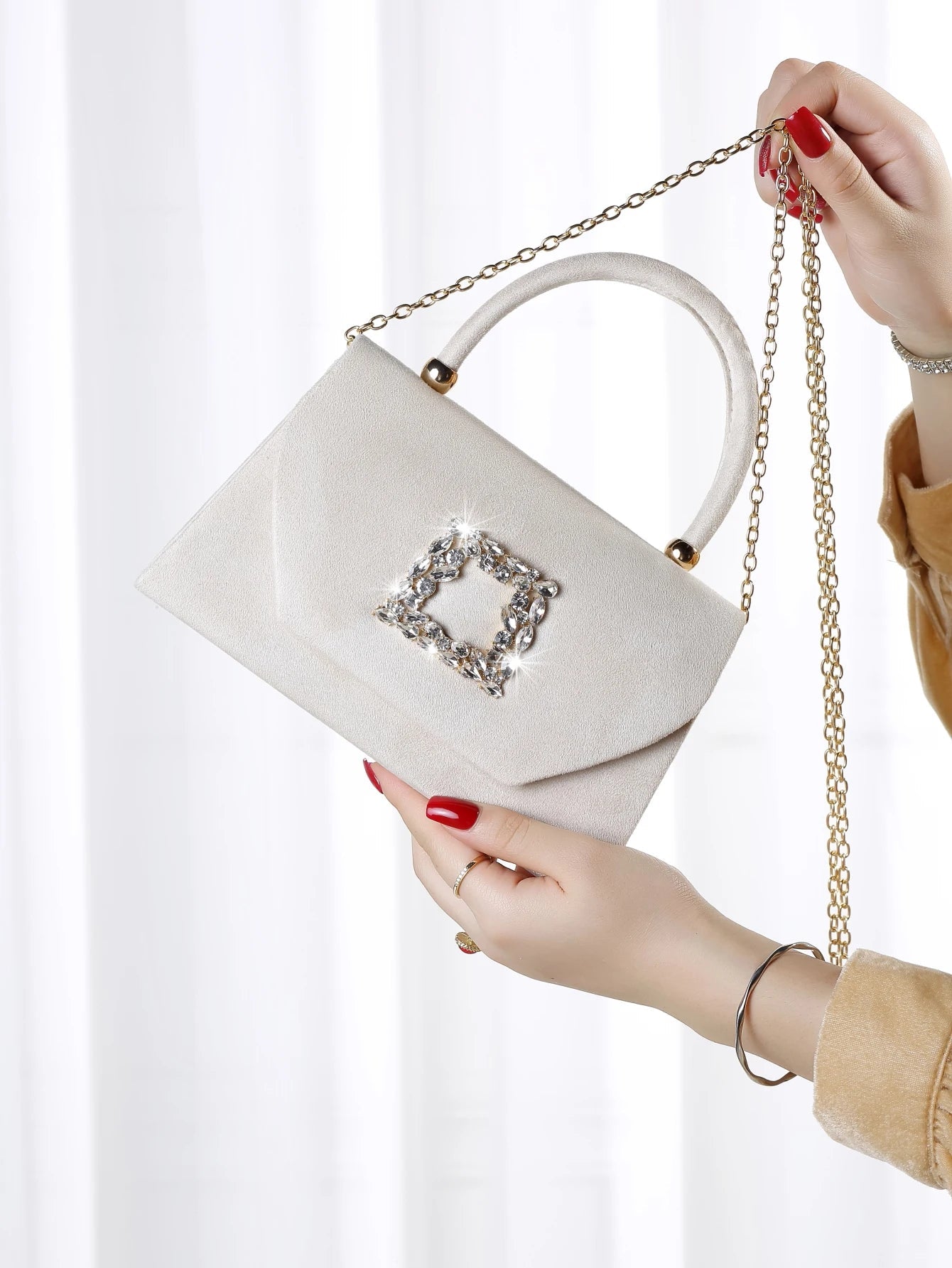 Luxury Exquisite Glitter Bling Shiny Glamorous Sparkling Velvet Evening Clutch Bag Mssza