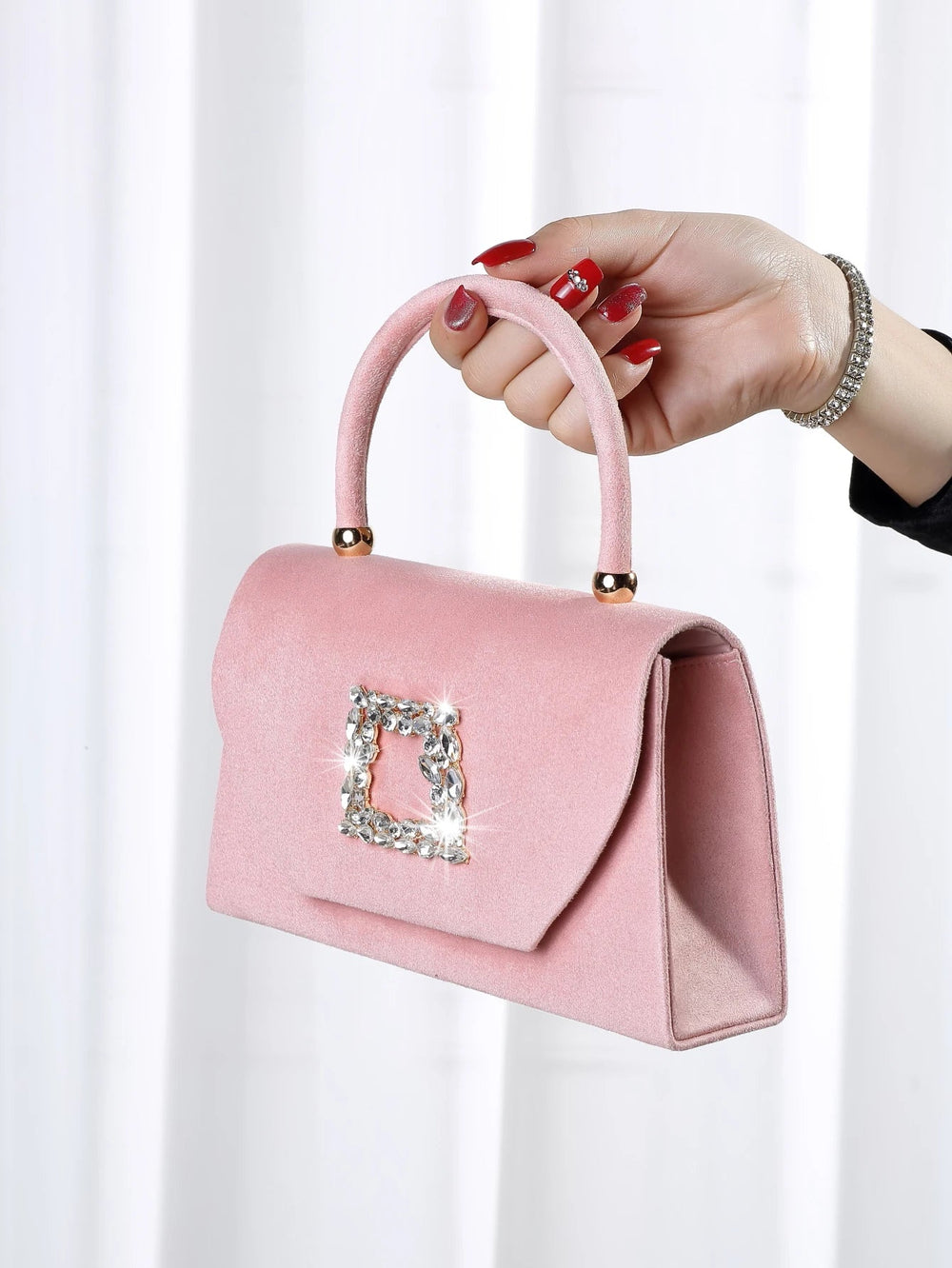 Luxury Exquisite Glitter Bling Shiny Glamorous Sparkling Velvet Evening Clutch Bag Mssza