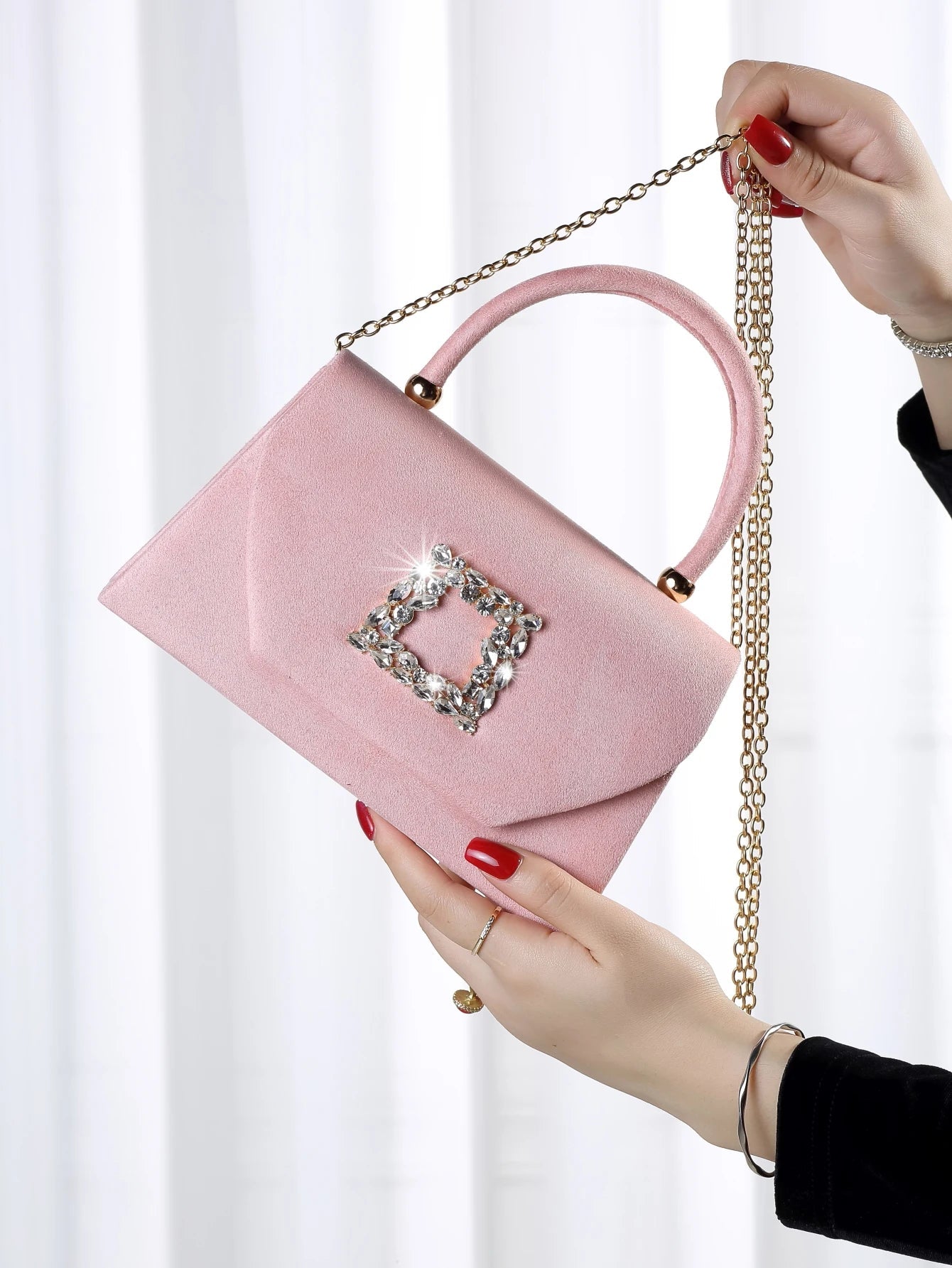 Luxury Exquisite Glitter Bling Shiny Glamorous Sparkling Velvet Evening Clutch Bag Mssza
