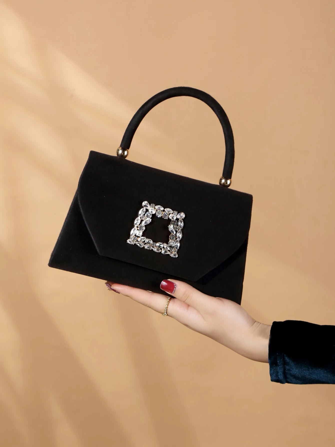 Luxury Exquisite Glitter Bling Shiny Glamorous Sparkling Velvet Evening Clutch Bag Mssza
