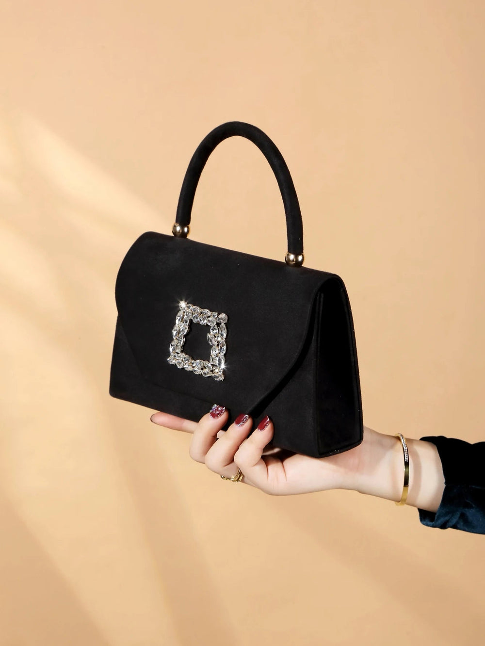 Luxury Exquisite Glitter Bling Shiny Glamorous Sparkling Velvet Evening Clutch Bag Mssza