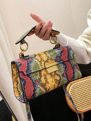 Luxury Fashionable High-End Texture Light Snake Print Niche Design Versatile Handhold Shoulder Crossbody Bag Mssza