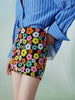 Luxury Floral Sequins Embroidery High Waist Mini Skirt Mssza