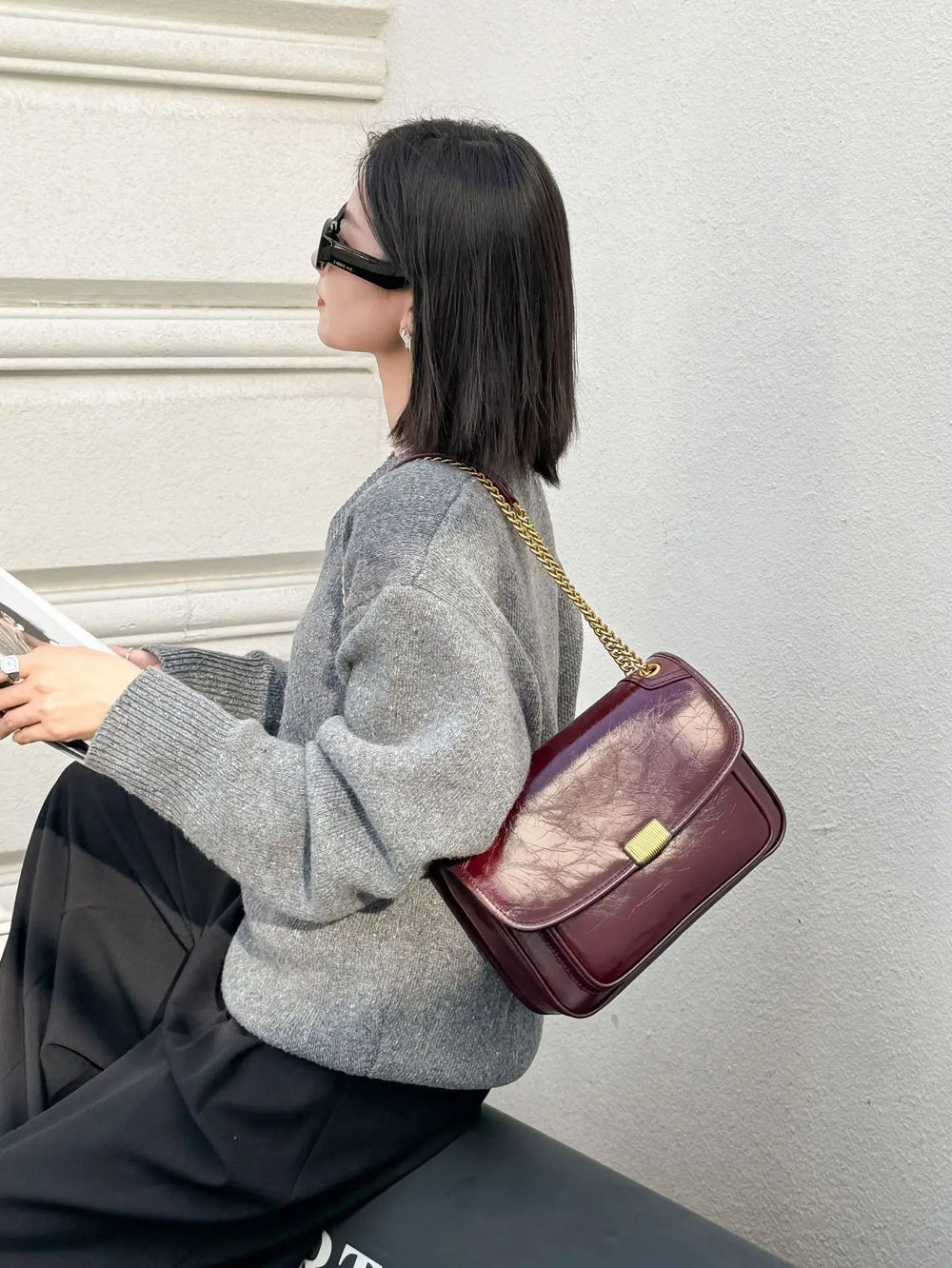 Luxury Genuine Cowhide Leather Satchel Tofu Small Square Shoulder Crossbody Bags Mssza