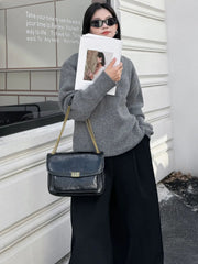 Luxury Genuine Cowhide Leather Satchel Tofu Small Square Shoulder Crossbody Bags Mssza