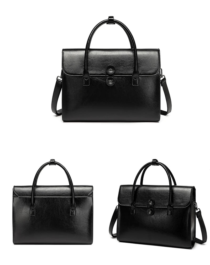 Luxury Genuine Leather Briefcase Vintage Office Business High Quality Shoulder Side Laptop Messenger Bag Mssza