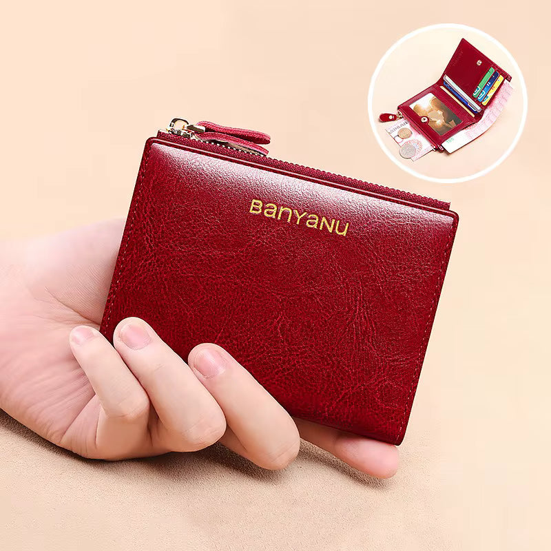 Luxury Genuine Leather Coin Bag Hasp Short Wallet Small Clutch Bag Mssza