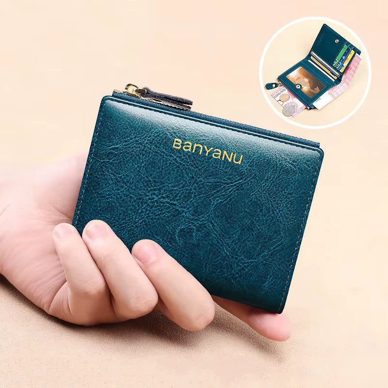 Luxury Genuine Leather Coin Bag Hasp Short Wallet Small Clutch Bag Mssza