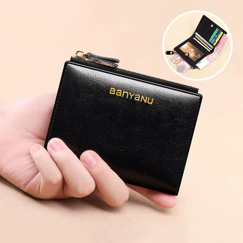 Luxury Genuine Leather Coin Bag Hasp Short Wallet Small Clutch Bag Mssza