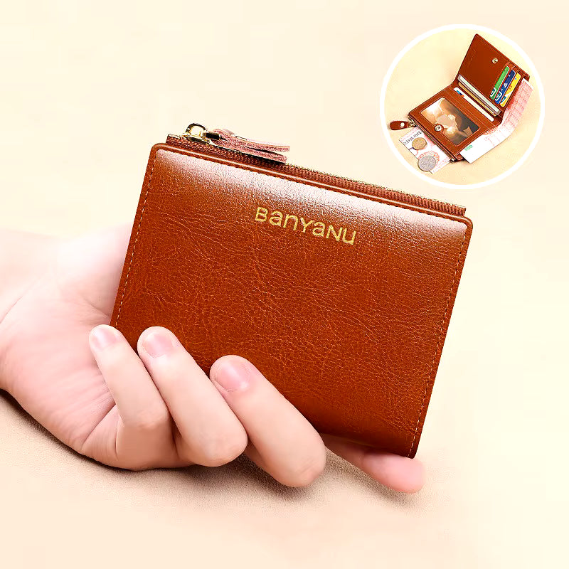 Luxury Genuine Leather Coin Bag Hasp Short Wallet Small Clutch Bag Mssza