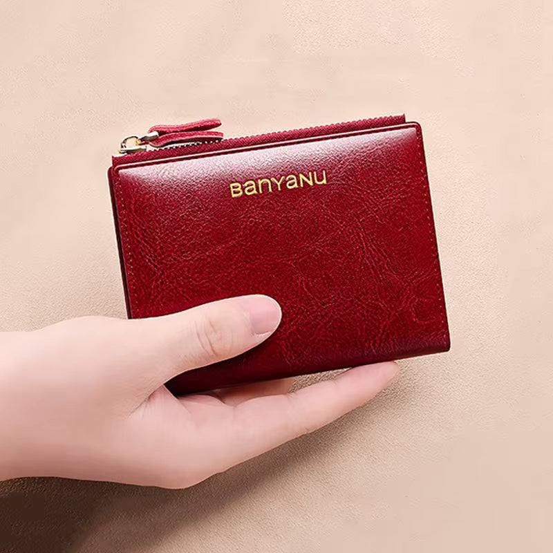 Luxury Genuine Leather Coin Bag Hasp Short Wallet Small Clutch Bag Mssza
