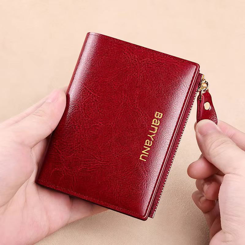 Luxury Genuine Leather Coin Bag Hasp Short Wallet Small Clutch Bag Mssza
