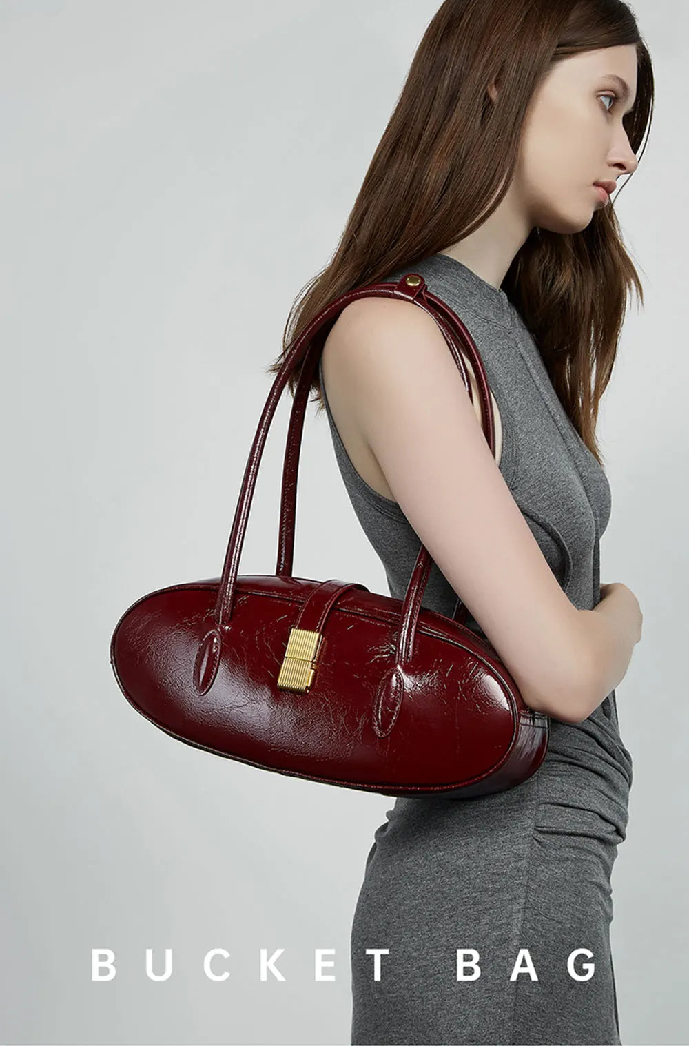 Luxury Genuine Leather Designer High Quality Cowhide Baguette Shoulder Bag Mssza