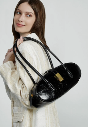 Luxury Genuine Leather Designer High Quality Cowhide Baguette Shoulder Bag Mssza