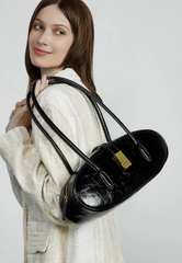 Luxury Genuine Leather Designer High Quality Cowhide Baguette Shoulder Bag Mssza