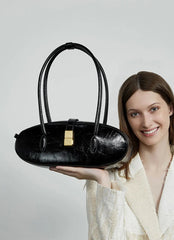 Luxury Genuine Leather Designer High Quality Cowhide Baguette Shoulder Bag Mssza