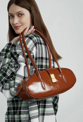 Luxury Genuine Leather Designer High Quality Cowhide Baguette Shoulder Bag Mssza