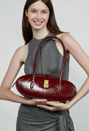 Luxury Genuine Leather Designer High Quality Cowhide Baguette Shoulder Bag Mssza