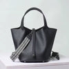 Luxury Genuine Leather No Zipper Portable Bucket Bag with Lock Mssza