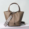 Luxury Genuine Leather No Zipper Portable Bucket Bag with Lock Mssza