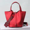 Luxury Genuine Leather No Zipper Portable Bucket Bag with Lock Mssza