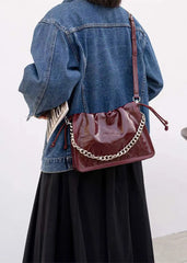 Luxury Genuine Leather Wrinkled Cowhide Designer Crossbody Shoulder Bag Mssza