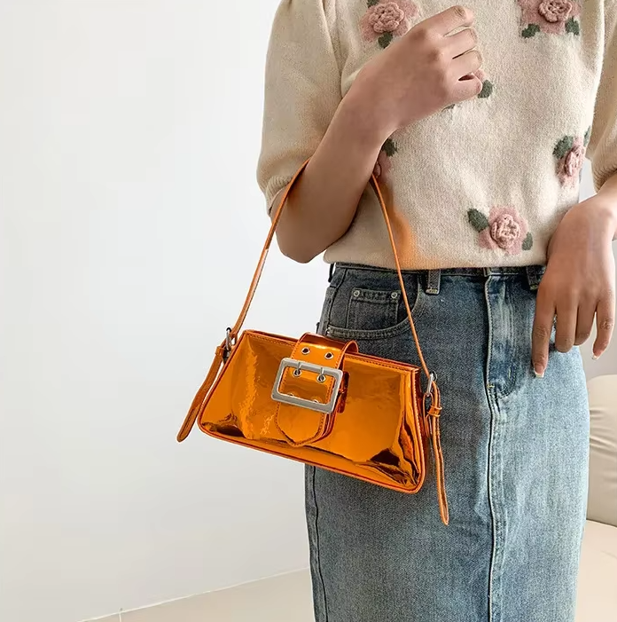 Luxury Glossy PU Leather Party Handbag Patent Leather Shoulder Bag Mssza