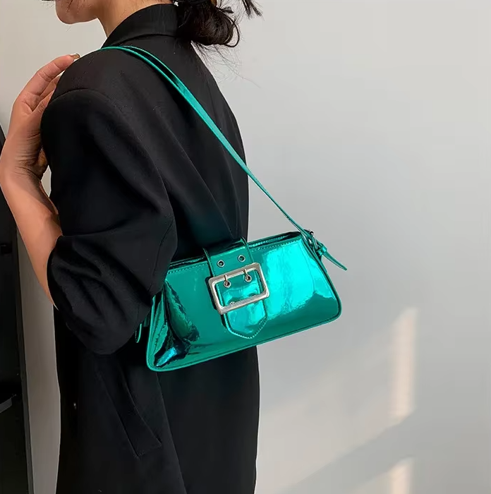 Luxury Glossy PU Leather Party Handbag Patent Leather Shoulder Bag Mssza