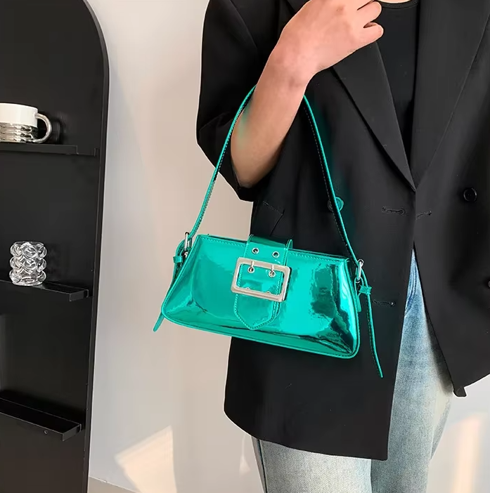 Luxury Glossy PU Leather Party Handbag Patent Leather Shoulder Bag Mssza