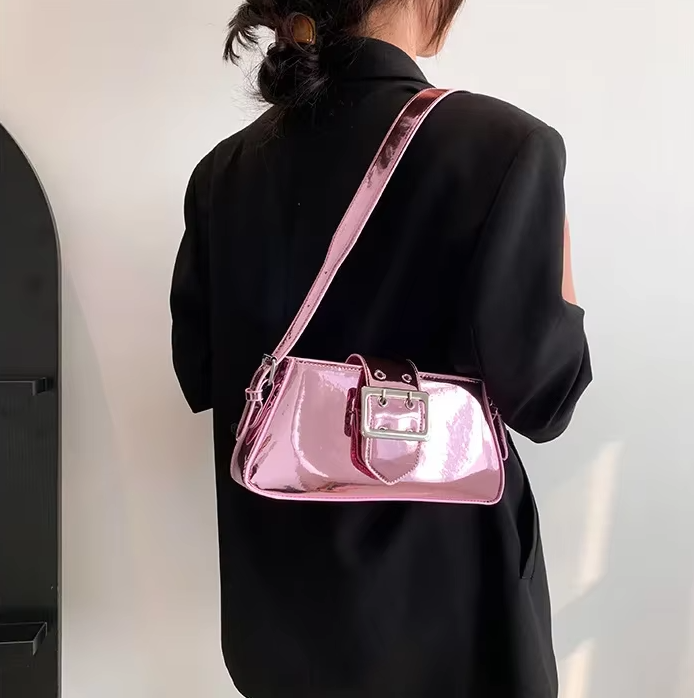 Luxury Glossy PU Leather Party Handbag Patent Leather Shoulder Bag Mssza