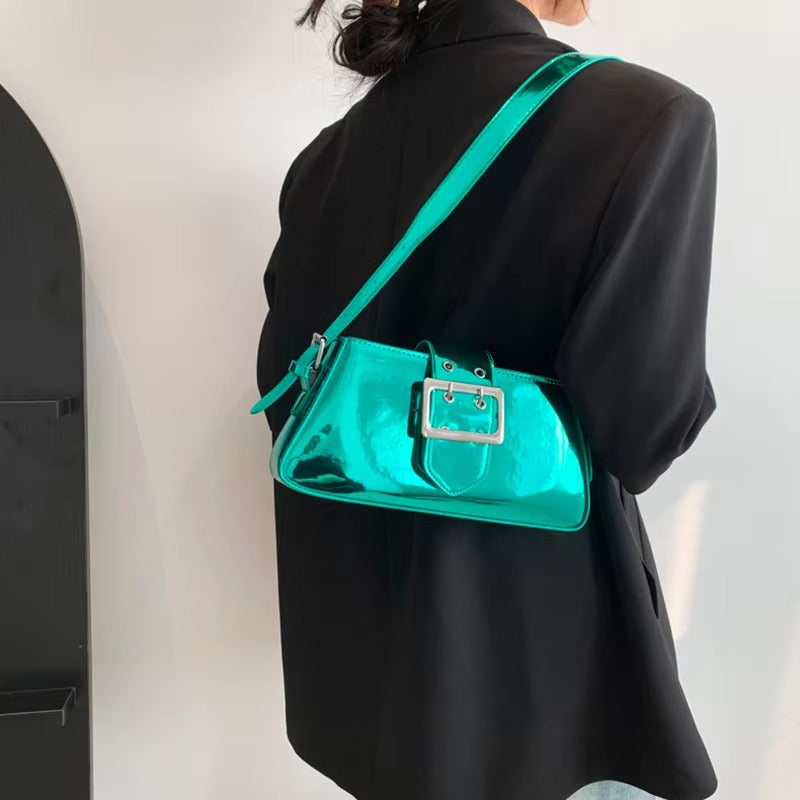 Luxury Glossy PU Leather Party Handbag Patent Leather Shoulder Bag Mssza