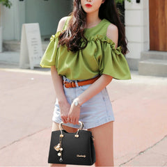 Luxury Handle PU Leather Pendant Large Capacity Messenger Crossbody Tote Bags Mssza